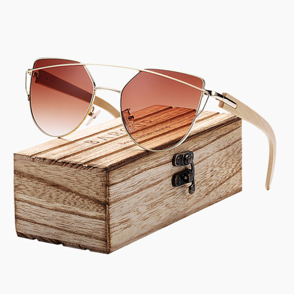 BARCUR - Γυαλιά Ηλίου Bamboo Cat Eye Style με Tea Polarized Φακό (2041)