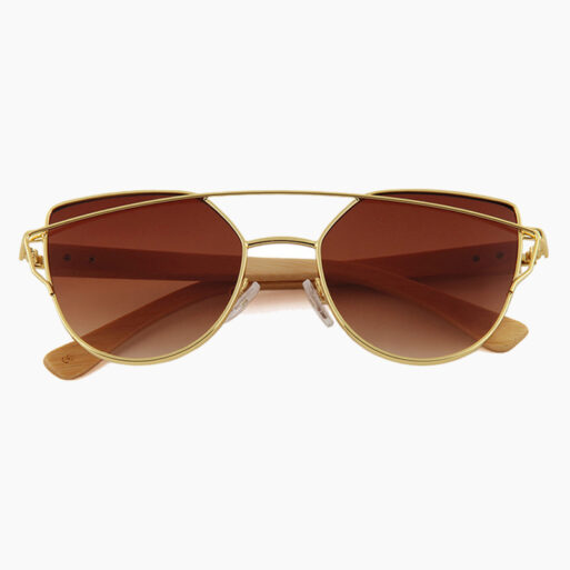 BARCUR - Γυαλιά Ηλίου Bamboo Cat Eye Style με Tea Polarized Φακό (2041)