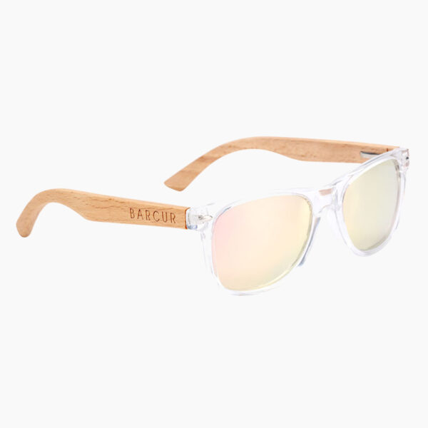 BARCUR - Γυαλιά Ηλίου Παιδικά Bamboo Wayfarer Style Crystal με Rose/Gold Polarized Φακό (300)