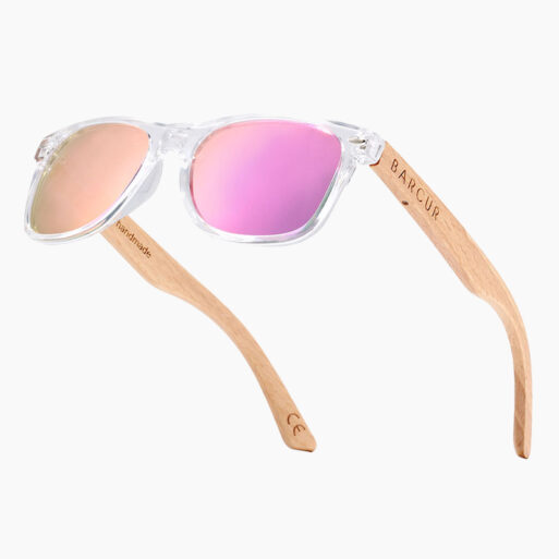 BARCUR - Γυαλιά Ηλίου Παιδικά Bamboo Wayfarer Style Crystal με Purple Polarized Φακό (300)