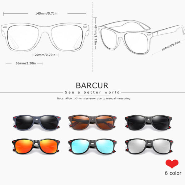 BARCUR - Γυαλιά Ηλίου Active Gloss Black / Red Σκελετός & Orange Φακός Polarized (2130)