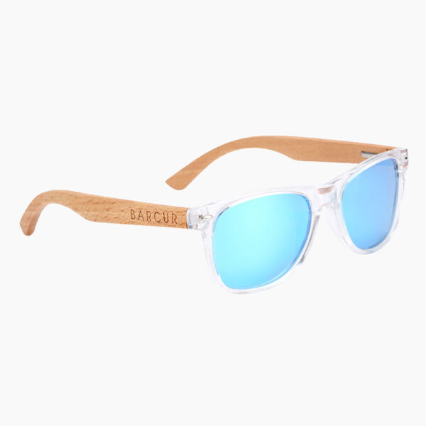 BARCUR - Γυαλιά Ηλίου Παιδικά Bamboo Wayfarer Style Crystal με Sky Blue Polarized Φακό (300)