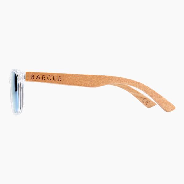 BARCUR - Γυαλιά Ηλίου Παιδικά Bamboo Wayfarer Style Crystal με Sky Blue Polarized Φακό (300)