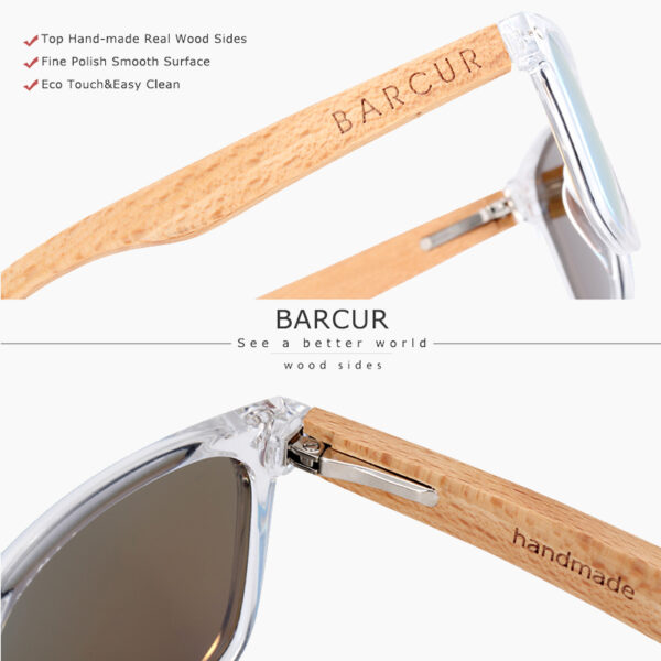 BARCUR - Γυαλιά Ηλίου Παιδικά Bamboo Wayfarer Style Crystal με Sky Blue Polarized Φακό (300)