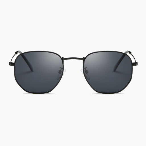 BARCUR - Γυαλιά Ηλίου Hexagon Stainless Black Σκελετός & Black Φακός Polarized (3548)