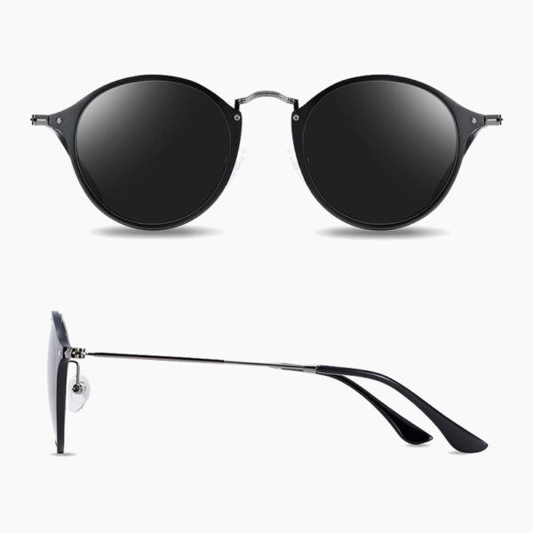 BARCUR - Γυαλιά Ηλίου Round Stainless Black Σκελετός & Black Φακός Polarized (8575)