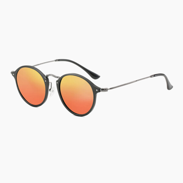 BARCUR - Γυαλιά Ηλίου Round Stainless Black Σκελετός & Orange Φακός Polarized (8575)