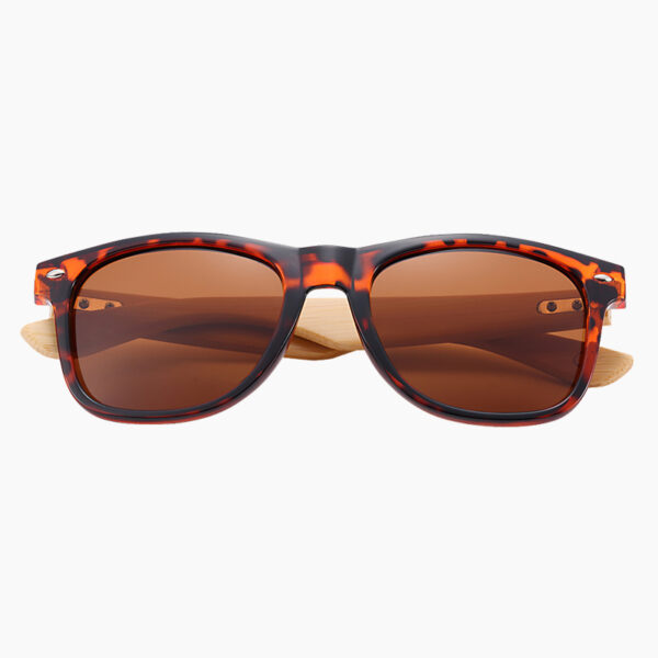 BARCUR - Γυαλιά Ηλίου Bamboo Wayfarer Style Leopard με Tea Polarized Φακό (4175)