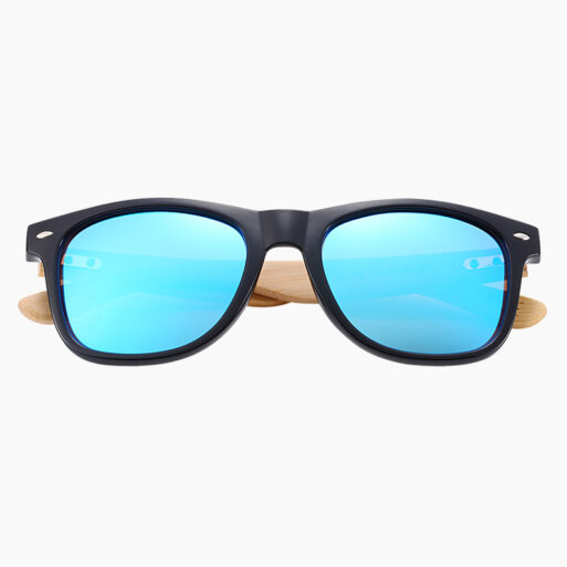 BARCUR - Γυαλιά Ηλίου Bamboo Wayfarer Style Μαύρα με Bleu Polarized Φακό (4175)