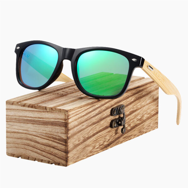 BARCUR - Γυαλιά Ηλίου Bamboo Wayfarer Style Μαύρα με Chameleon Polarized Φακό (4175)