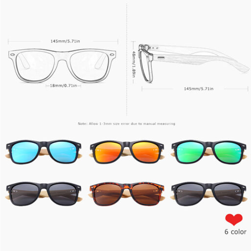 BARCUR - Γυαλιά Ηλίου Bamboo Wayfarer Style Μαύρα με Chameleon Polarized Φακό (4175)