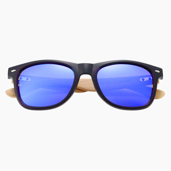 BARCUR - Γυαλιά Ηλίου Bamboo Wayfarer Style Μαύρα με Dark Blue Polarized Φακό (4175)