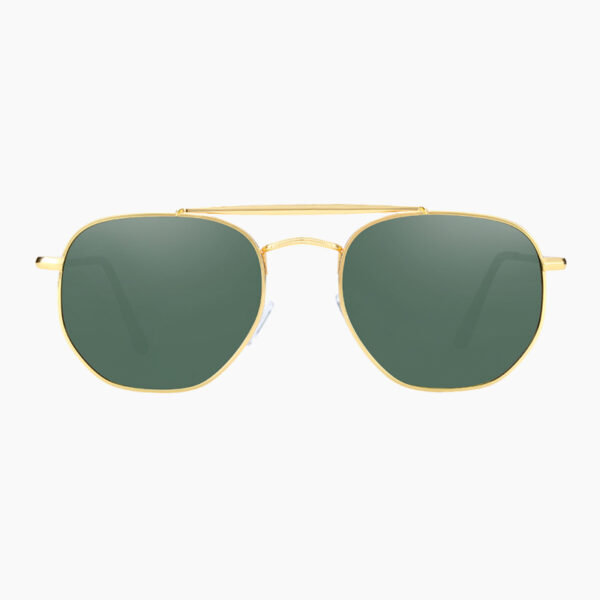 BARCUR - Γυαλιά Ηλίου Retro Hexagon Stainless Gold Σκελετός & Greenkish Φακός Polarized (3550)