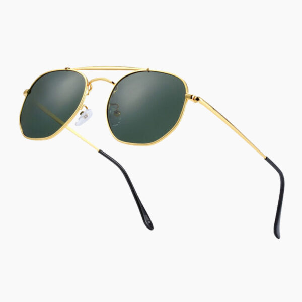 BARCUR - Γυαλιά Ηλίου Retro Hexagon Stainless Gold Σκελετός & Greenkish Φακός Polarized (3550)