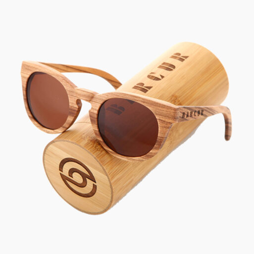 BARCUR - Γυαλιά Ηλίου Zebrawood Upturned Style με Tea Polarized Φακό (7102)