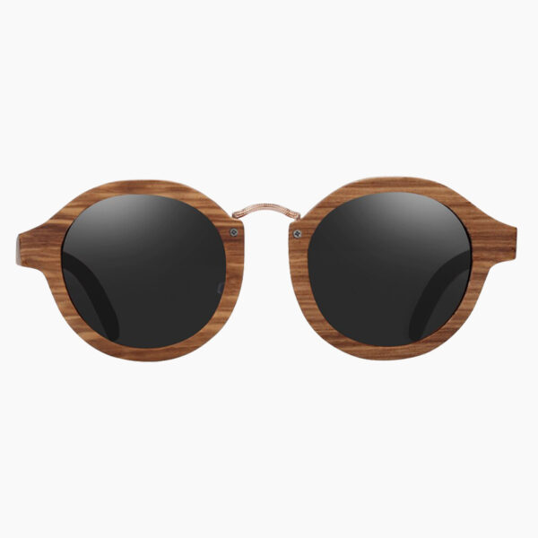 BARCUR - Γυαλιά Ηλίου Zebrawood Round Style με Grey Polarized Φακό (7104)