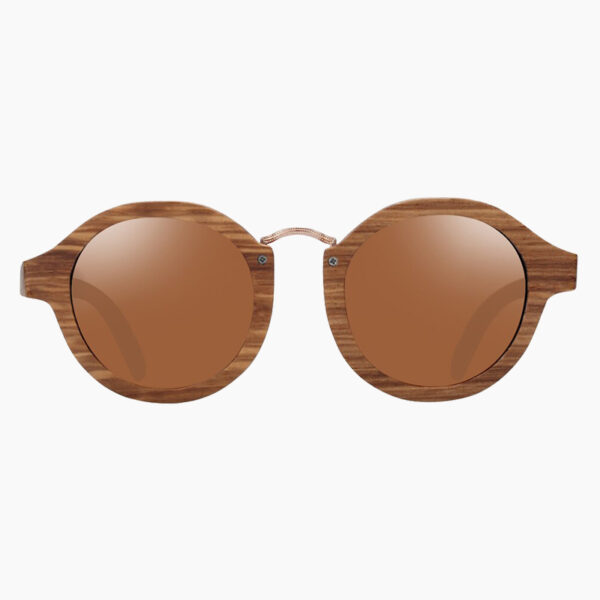 BARCUR - Γυαλιά Ηλίου Zebrawood Round Style με Tea Polarized Φακό (7104)