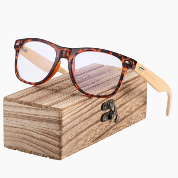 BARCUR - Γυαλιά Anti-Blue Ray Bamboo Wayfarer Style Leopard (4175)