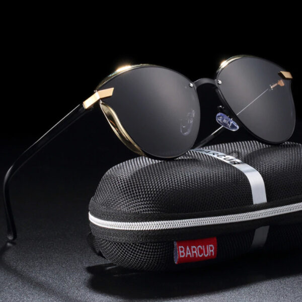 BARCUR - Γυαλιά Ηλίου Lifestyle Gold/Black Σκελετός & Black Φακός Polarized (8705)