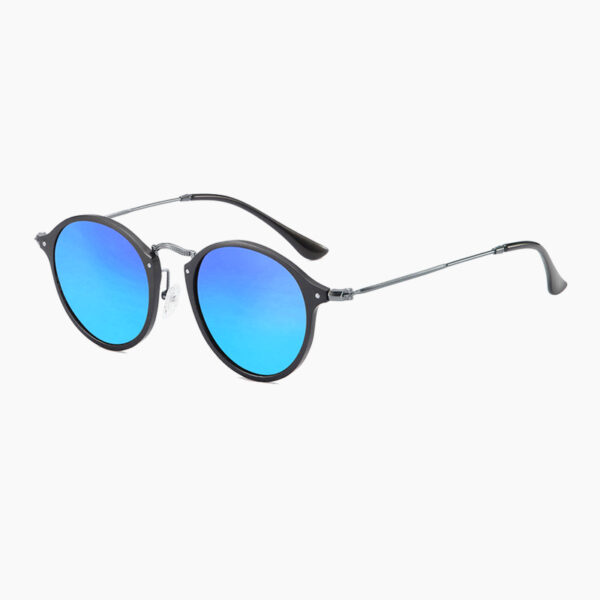 BARCUR - Γυαλιά Ηλίου Round Stainless Black Σκελετός & Sky Blue Φακός Polarized (8575)