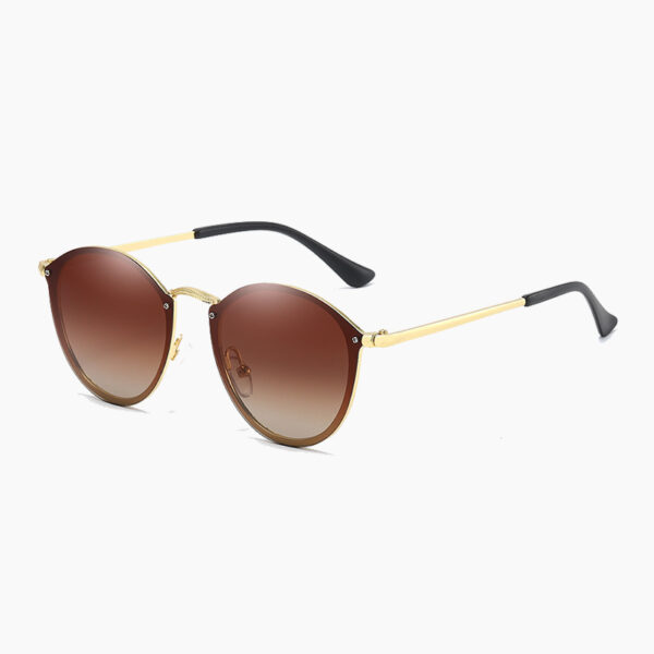 BARCUR - Γυαλιά Ηλίου Round Stainless Gold Σκελετός & Tea Φακός Polarized (8079)