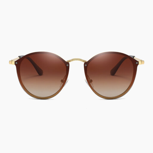 BARCUR - Γυαλιά Ηλίου Round Stainless Gold Σκελετός & Tea Φακός Polarized (8079)