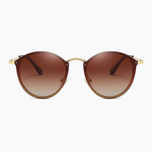 BARCUR - Γυαλιά Ηλίου Round Stainless Gold Σκελετός & Tea Φακός Polarized (8079)