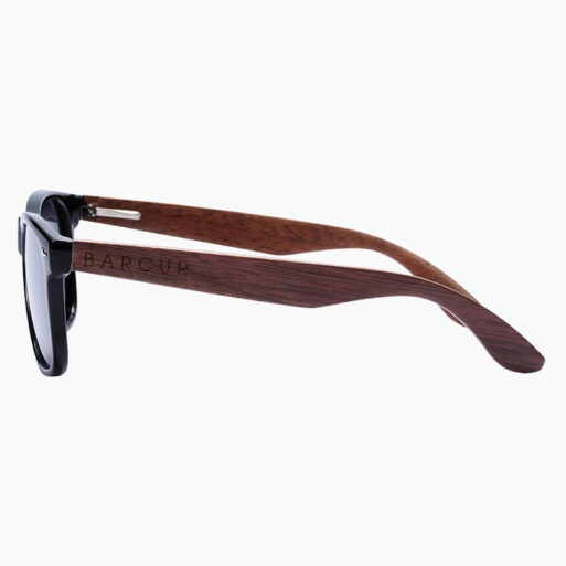 BARCUR - Γυαλιά Ηλίου Walnut Wayfarer Style Μαύρα με Black Polarized Φακό (8700)