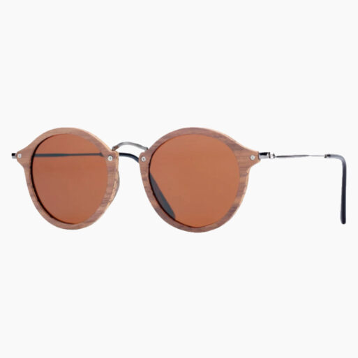 BARCUR - Γυαλιά Ηλίου Walnut Vintage Round Style με Tea Polarized Φακό (7106)