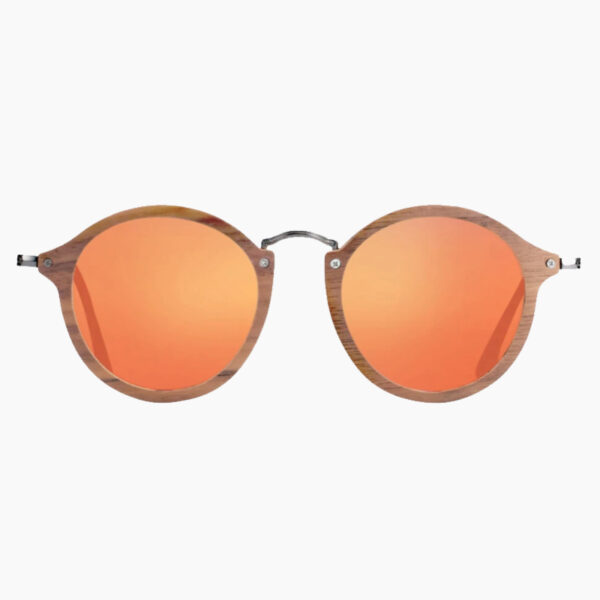 BARCUR - Γυαλιά Ηλίου Walnut Vintage Round Style με Tea Polarized Φακό (7106)