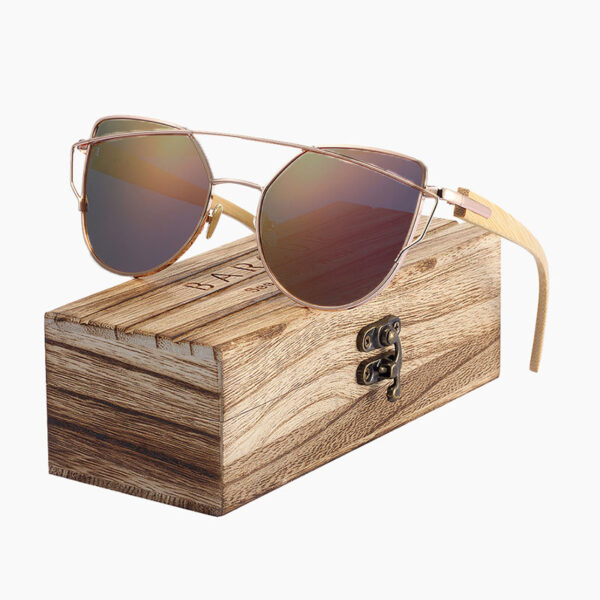 BARCUR - Γυαλιά Ηλίου Bamboo Cat Eye Style με Tea Polarized Φακό (4122)