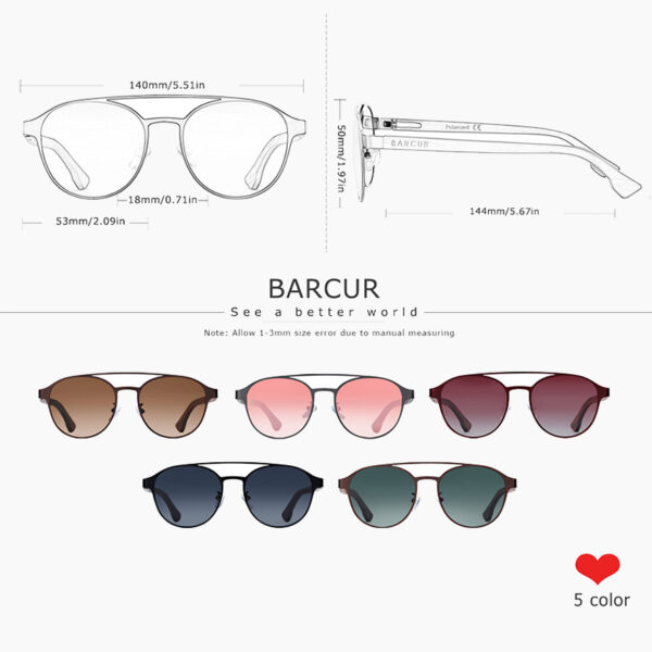 BARCUR - Γυαλιά Ηλίου Laminated Ξύλο Pilot Style με Greenkish Polarized Φακό (4119)