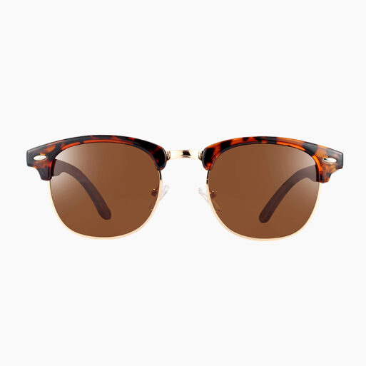 BARCUR - Γυαλιά Ηλίου Walnut Clubmaster Style με Tea Polarized Φακό (4005)