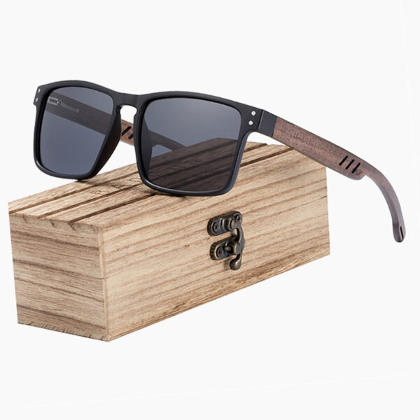 BARCUR – Γυαλιά Ηλίου Walnut Square Style Μαύρα με Black Polarized Φακό (4018)