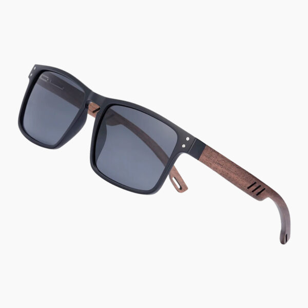 BARCUR – Γυαλιά Ηλίου Walnut Square Style Μαύρα με Black Polarized Φακό (4018)