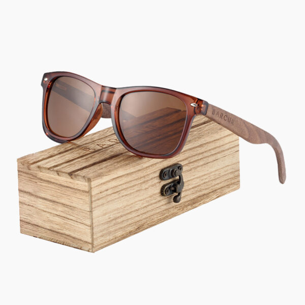 BARCUR - Γυαλιά Ηλίου Walnut Wayfarer Style με Tea Polarized Φακό (8700)