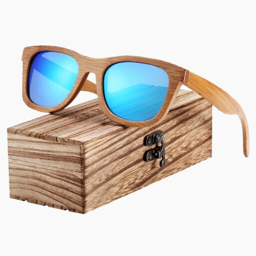 BARCUR - Γυαλιά Ηλίου Bamboo Upturned Style με Sky Blue Polarized Φακό (5102)