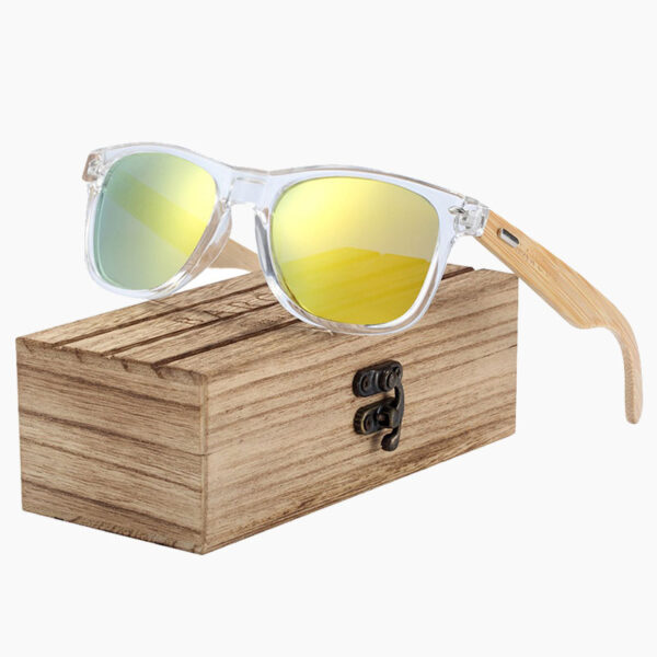 BARCUR - Γυαλιά Ηλίου Bamboo Wayfarer Style Crystal με Chameleon Polarized Φακό (4175)