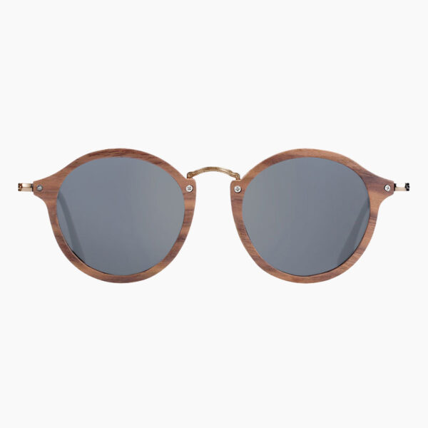 BARCUR - Γυαλιά Ηλίου Walnut Vintage Round Style με Black Polarized Φακό (5015)