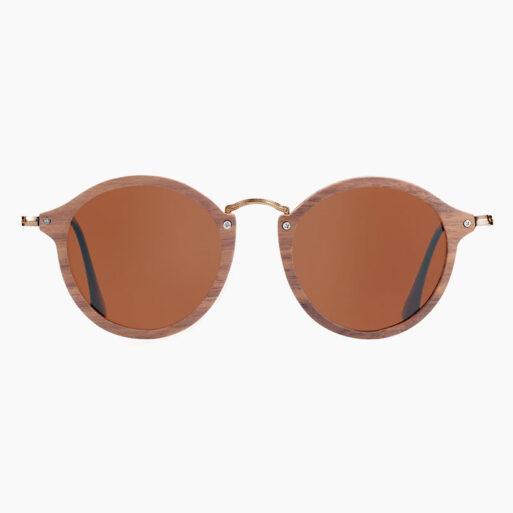 BARCUR - Γυαλιά Ηλίου Walnut Vintage Round Style με Tea Polarized Φακό (5015)