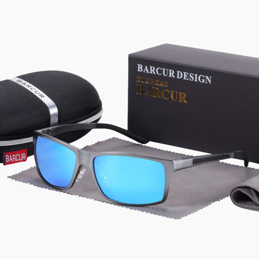 BARCUR - Γυαλιά Ηλίου Active Stainless Ασημί Σκελετός & Μπλε Φακός Polarized (6561)