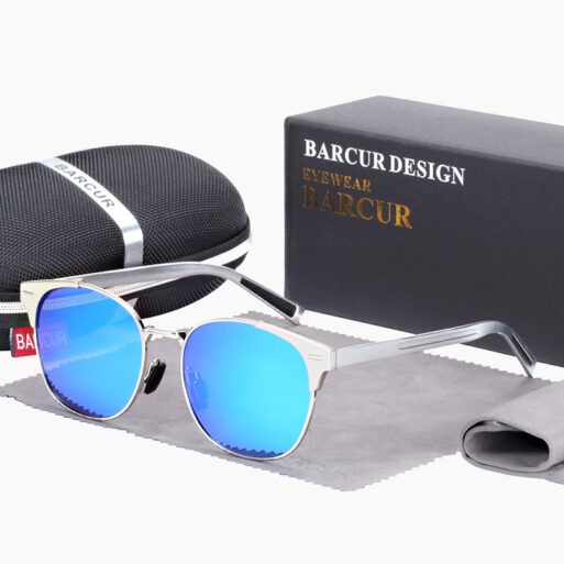 BARCUR - Γυαλιά Ηλίου Active Stainless Ασημί Σκελετός & Μπλε Φακός Polarized (8577)